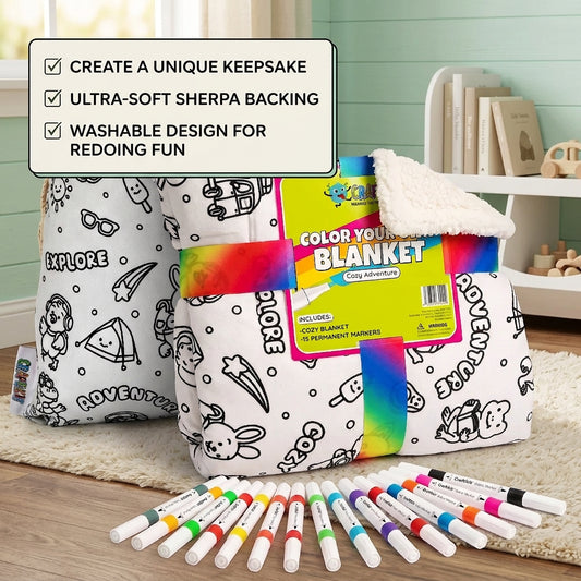 Solvara Coloring Sherpa Blanket