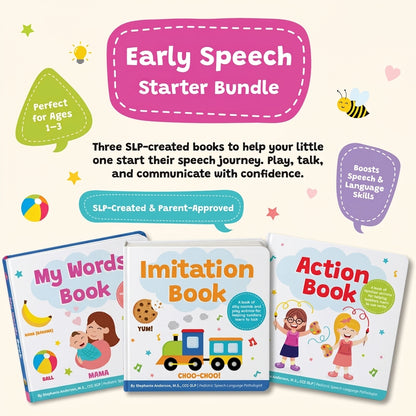 Early Speech Starter Bundle - 3 Interactive Books Series for Toddlers